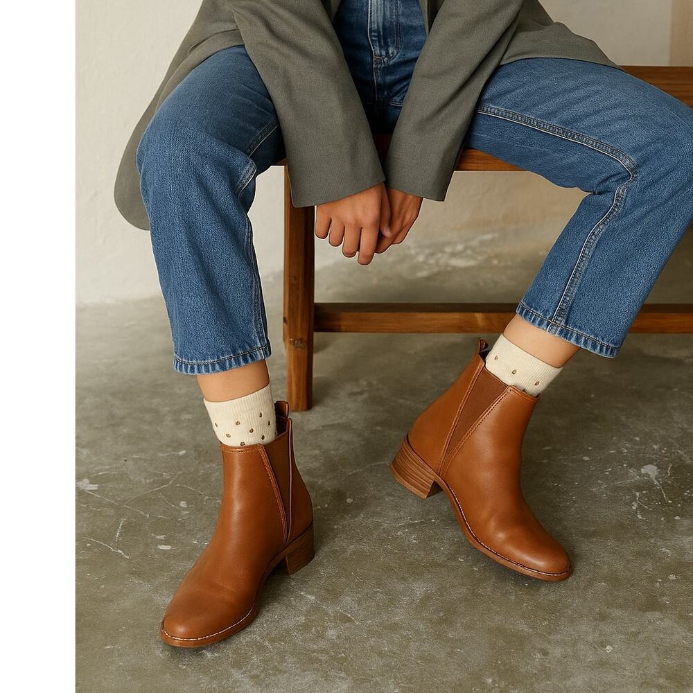 Madewell Women's Carina Boot Chelsea Tan English Saddle size 7.5 Pull on